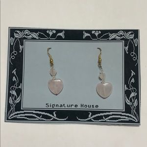 Rose quartz , Austrian crystal dangle earrings